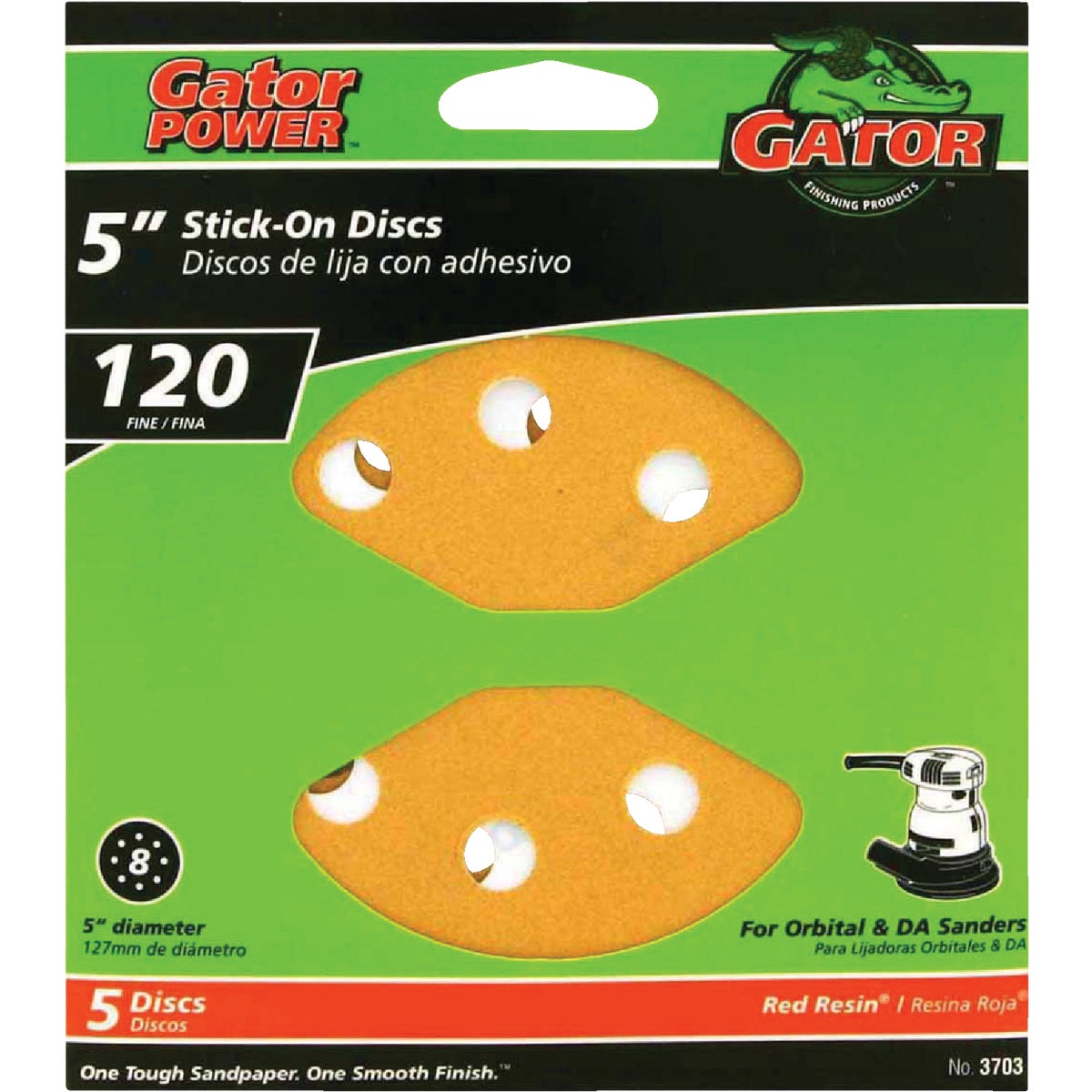 Gator Blade 5 In. 120-Grit 8-Hole Pattern Vented Sanding Disc with Stick-On Backing (5-Pack) Image 1