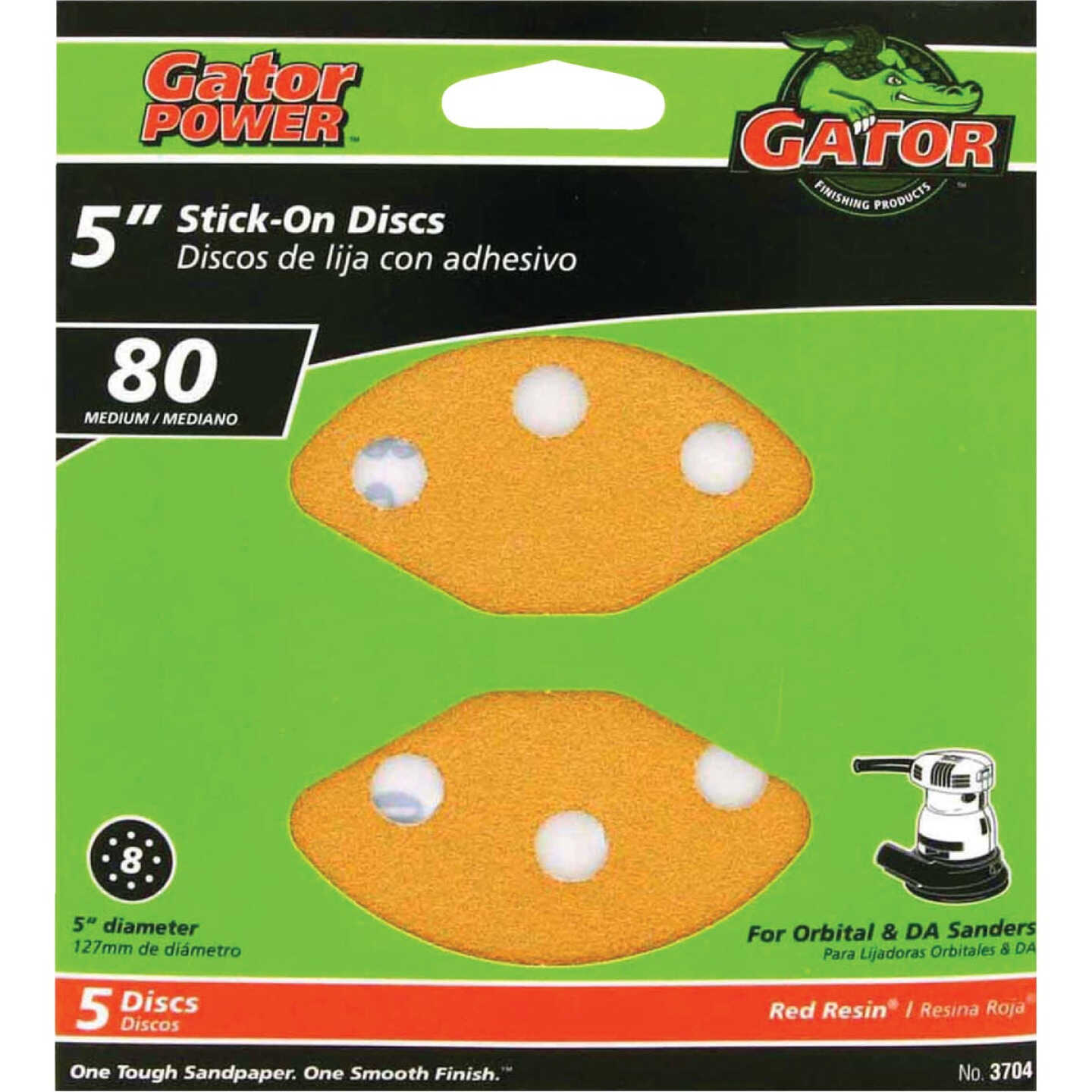 Gator Blade 5 In. 80-Grit 8-Hole Pattern Vented Sanding Disc with Stick-On Backing (5-Pack) Image 1