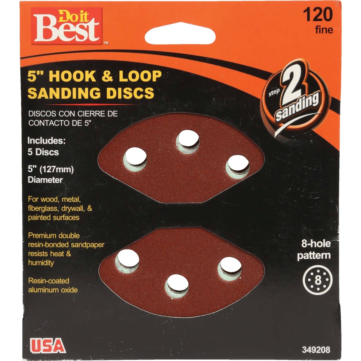 Do it Best 5 In. 120-Grit 8-Hole Pattern Vented Sanding Disc with Hook & Loop Backing (5-Pack) Image 1
