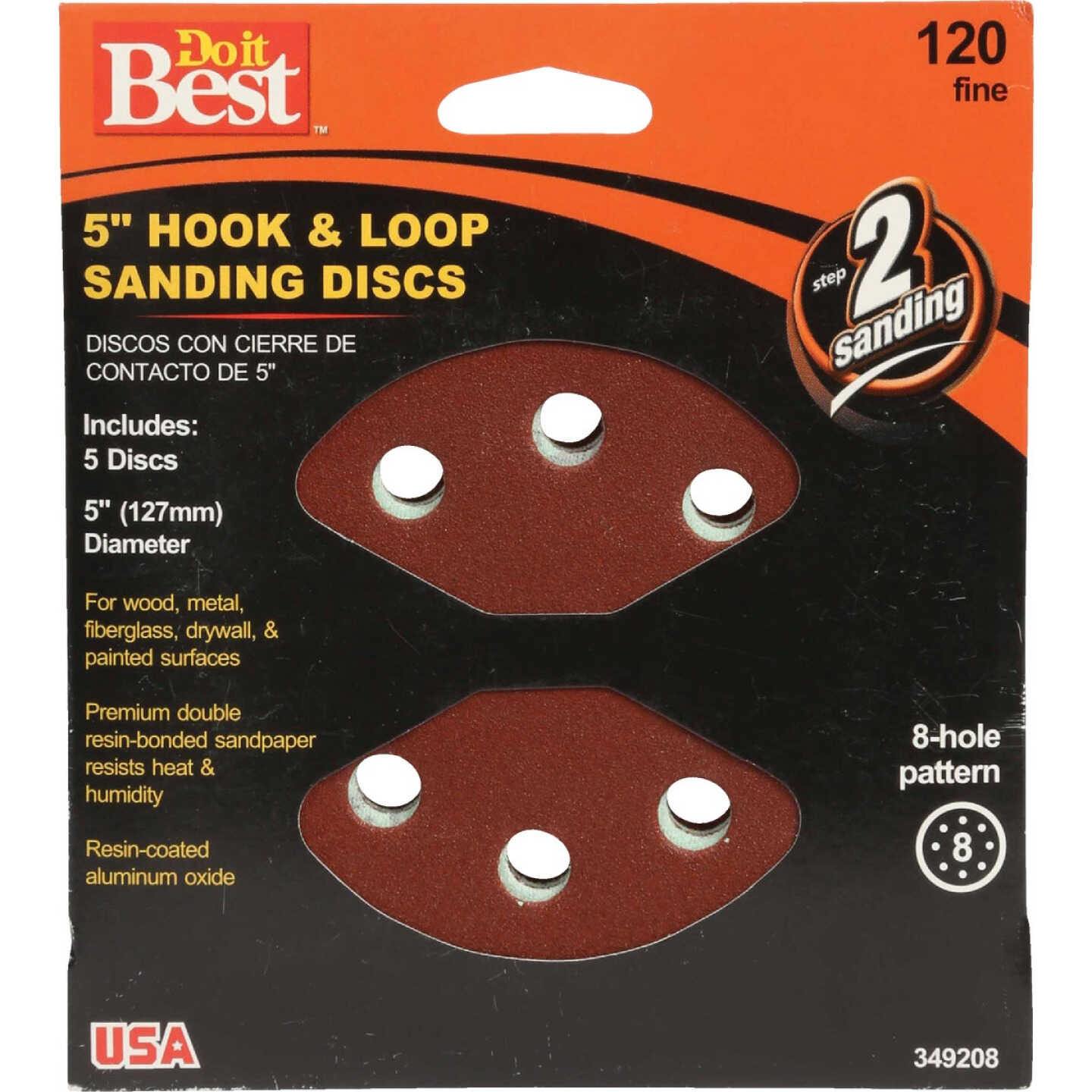 Do it Best 5 In. 120-Grit 8-Hole Pattern Vented Sanding Disc with Hook & Loop Backing (5-Pack) Image 1