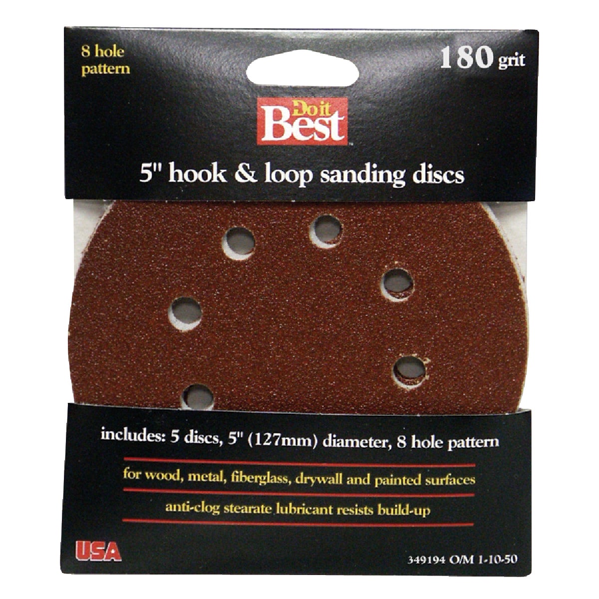 Do it Best 5 In. 320-Grit 8-Hole Pattern Vented Sanding Disc with Hook & Loop Backing (5-Pack) Image 1