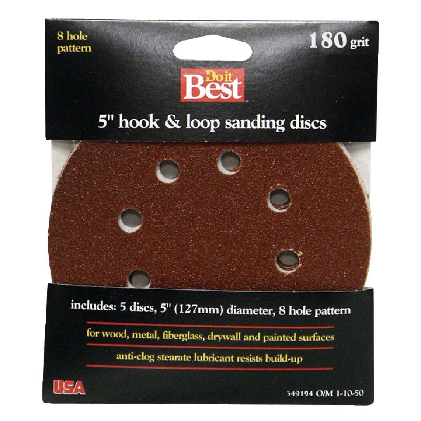 Do it Best 5 In. 320-Grit 8-Hole Pattern Vented Sanding Disc with Hook & Loop Backing (5-Pack) Image 1