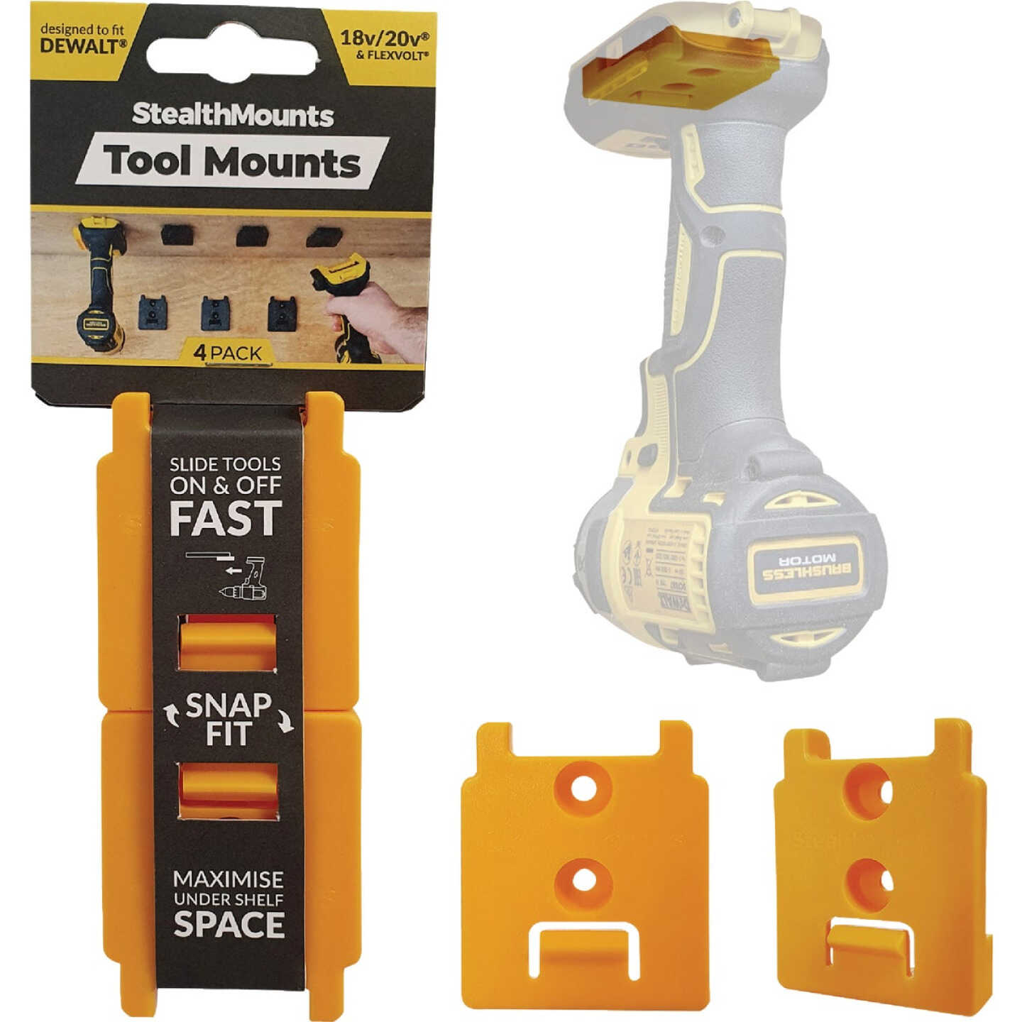 StealthMounts Tool Mounts for DEWALT 20V/60V (4-Pack) Image 1