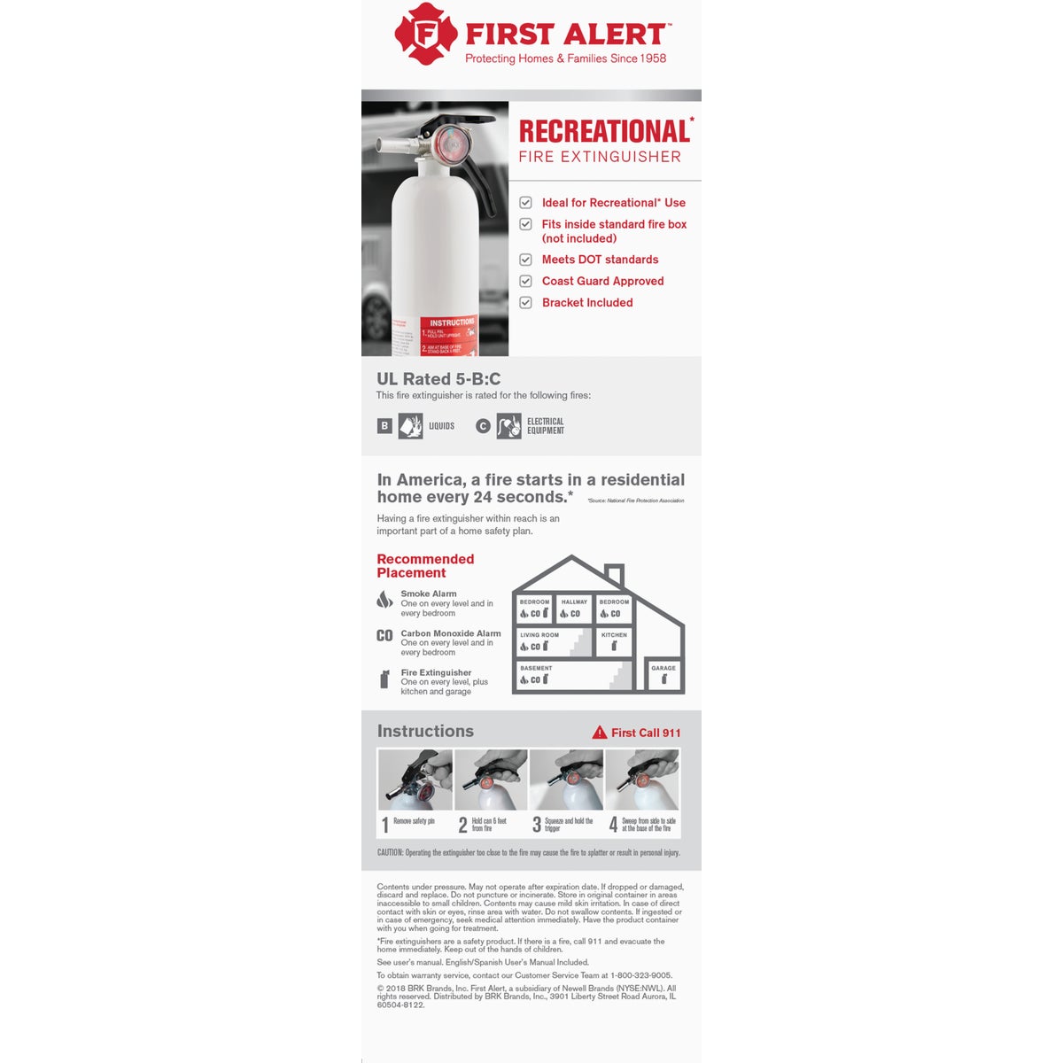 First Alert 5-B:C Rechargeable Recreation Fire Extinguisher Image 3