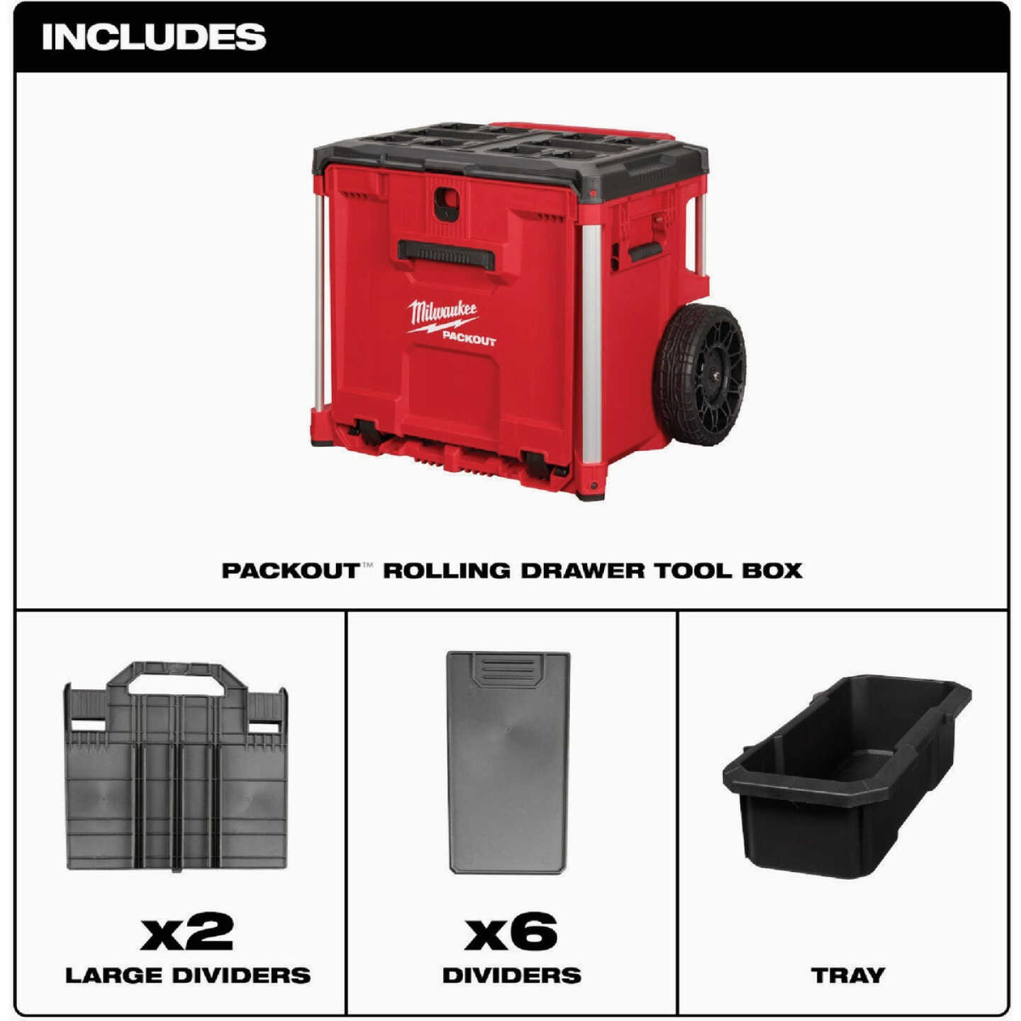 Milwaukee PACKOUT Rolling Drawer Tool Box Image 3