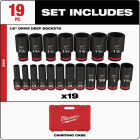 Milwaukee SHOCKWAVE Standard 1/2 In. Drive 6-Point Deep Impact Socket Set (19-Piece) Image 3