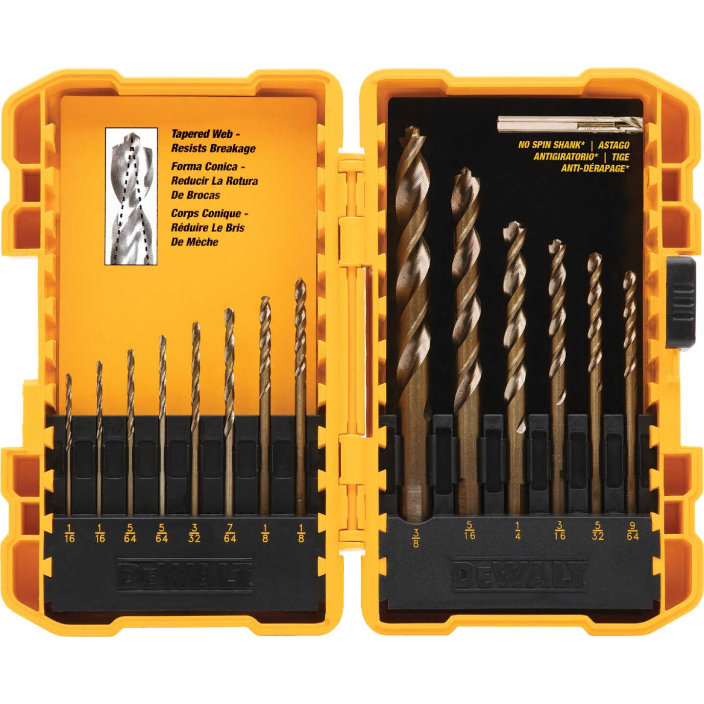 DEWALT 14-Piece Gold Ferrous Oxide Pilot Point General Purpose Drill Bit Set, 1/16 In. thru 3/8 In. Image 1
