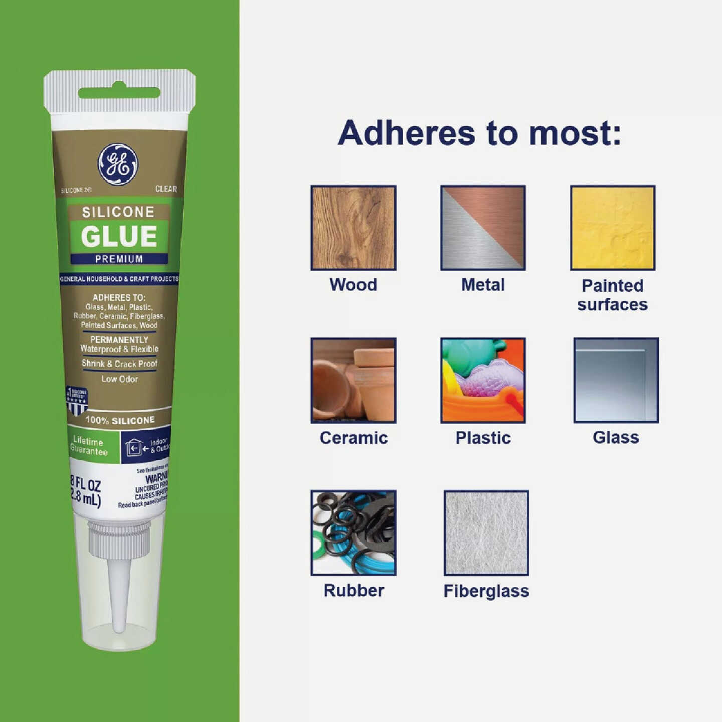 GE Specialty Projects Premium Silicone Glue, Clear, 2.8 Oz. Tube Image 2