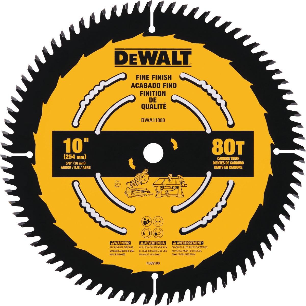 DEWALT 10 In. 80-Tooth Fine Finish Circular Saw Blade Image 1