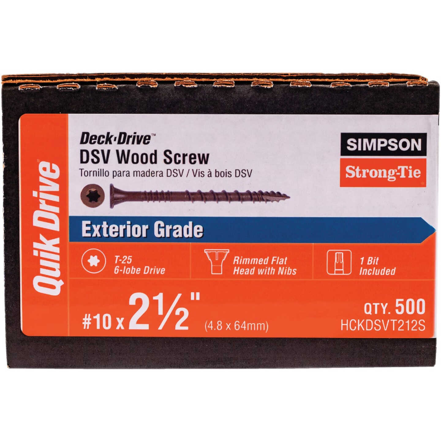 Deck-Drive DSV WOOD Screw (Collated) #10 x 2-1/2 in. T25 6-Lobe, Tan (500-Qty) Image 2