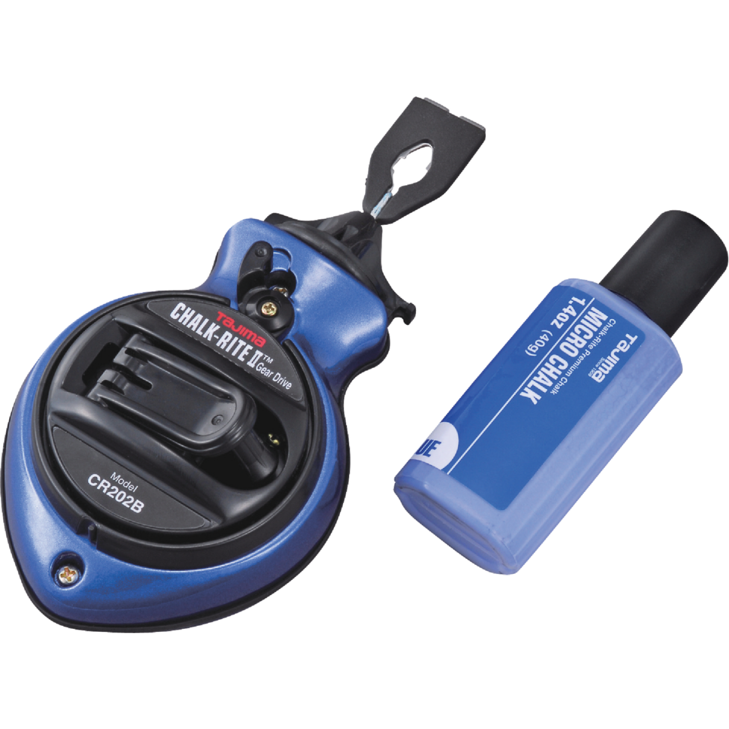 Tajima Chalk-Rite II 100 Ft. Ultra-Thin Chalk Line Reel and Chalk, Blue Image 1