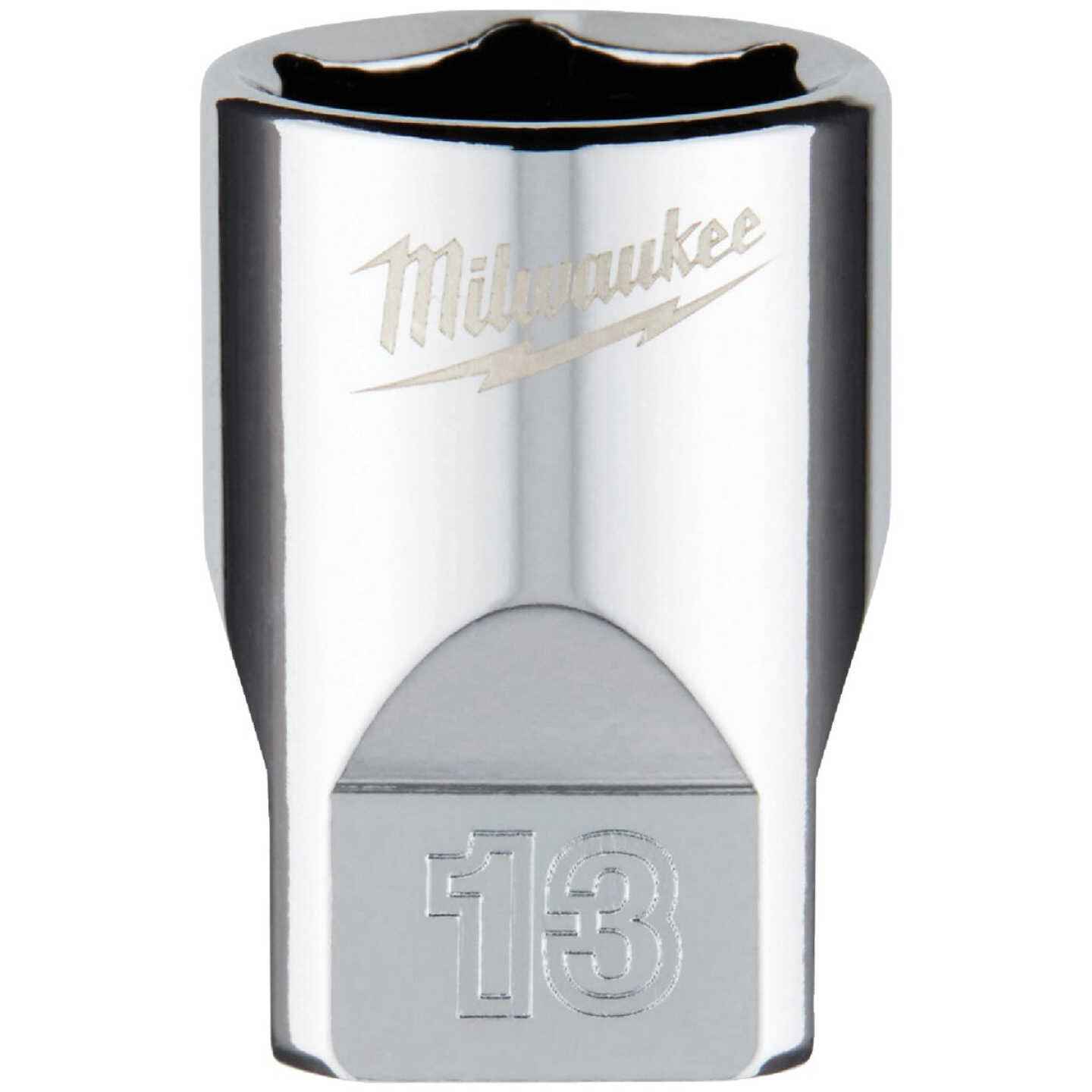 Milwaukee 1/4 In. Drive 13 mm 6-Point Shallow Metric Socket with FOUR FLAT Sides Image 1