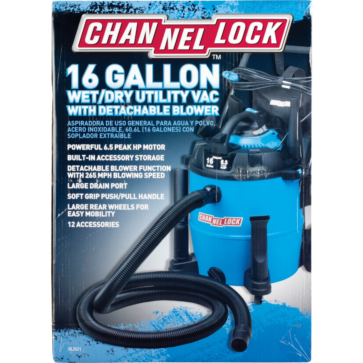 Channellock 16 Gal. 6.5-Peak HP Wet/Dry Vacuum with Blower Image 6