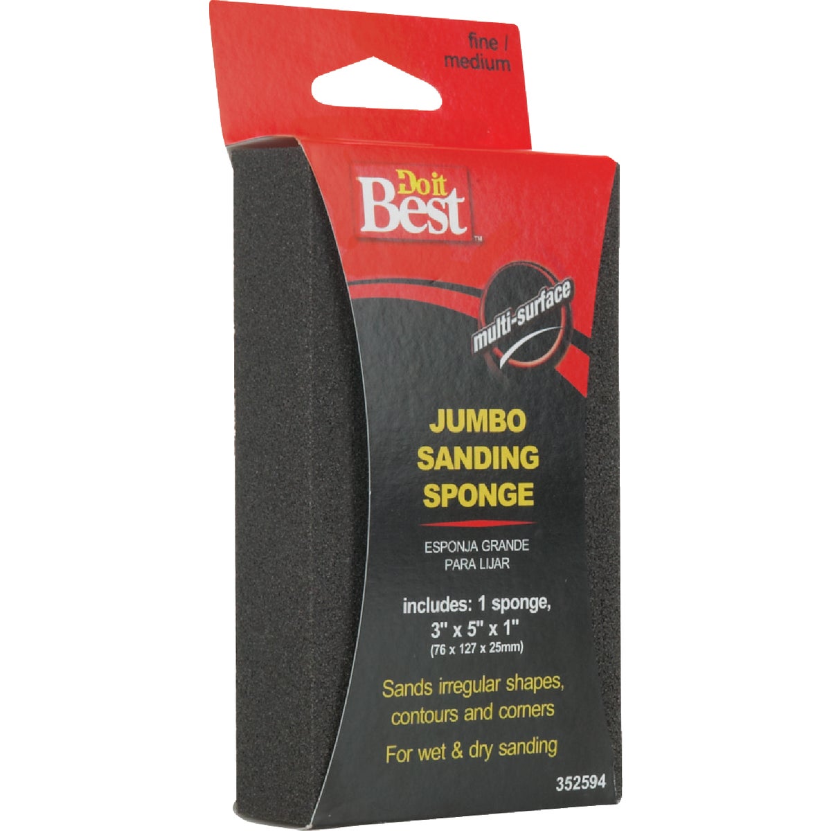 Do it Best Jumbo All-Purpose 3 In. x 5 In. x 1 In. 80/120 Grit Fine/Medium Sanding Sponge Image 2