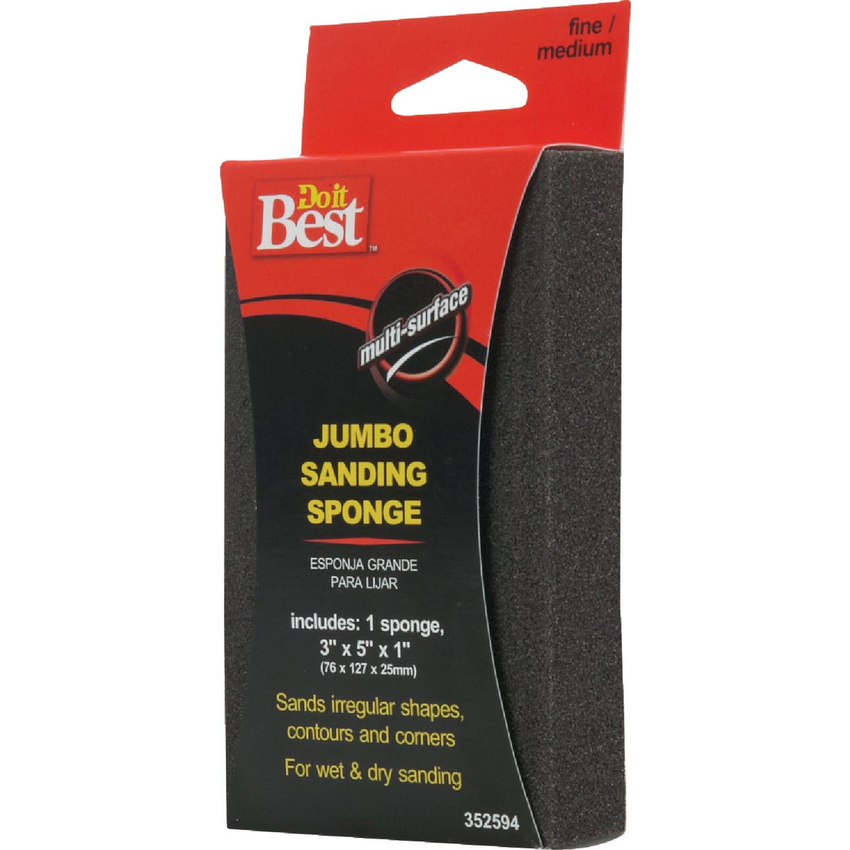 Do it Best Jumbo All-Purpose 3 In. x 5 In. x 1 In. 80/120 Grit Fine/Medium Sanding Sponge Image 3