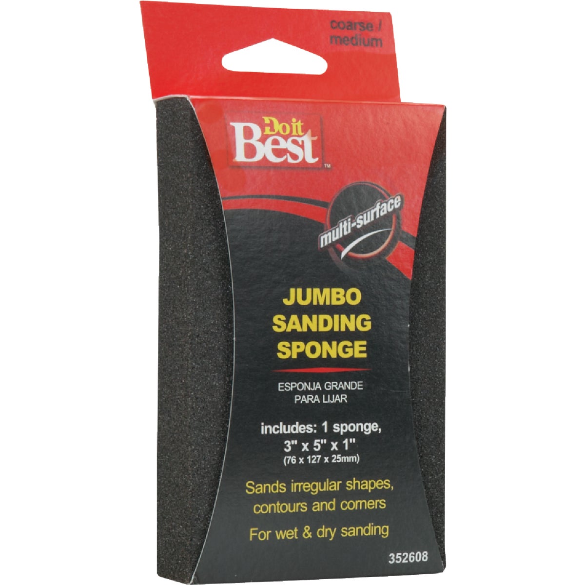 Do it Best Jumbo All-Purpose 3 In. x 5 In. x 1 In. 36/80 Grit Medium/Coarse Sanding Sponge Image 3