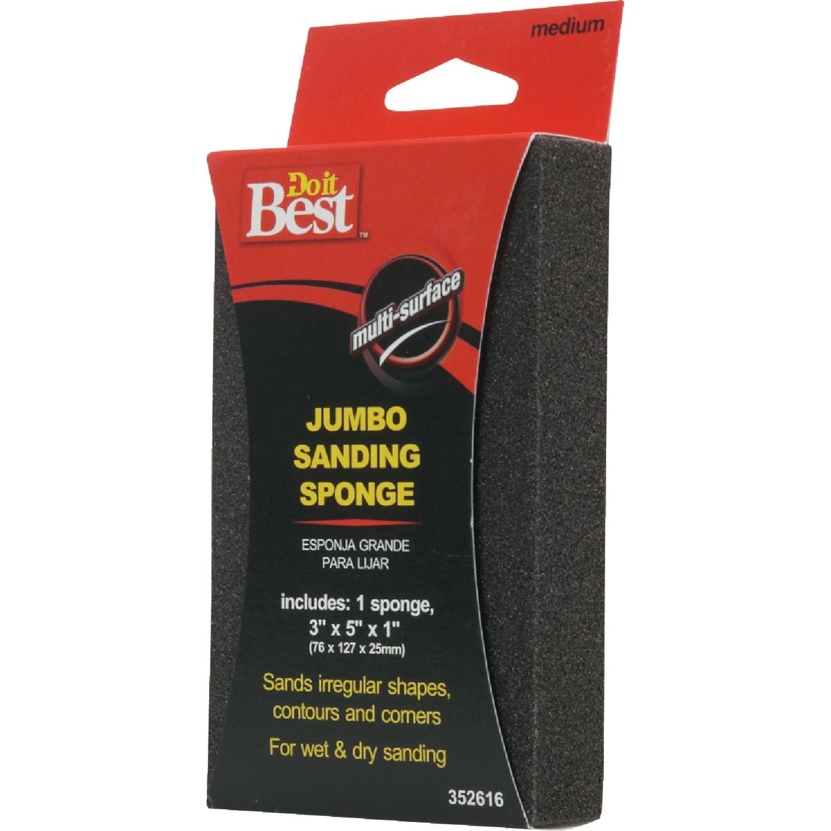 Do it Best Jumbo All-Purpose 3 In. x 5 In. x 1 In. 80 Grit Medium Sanding Sponge Image 2