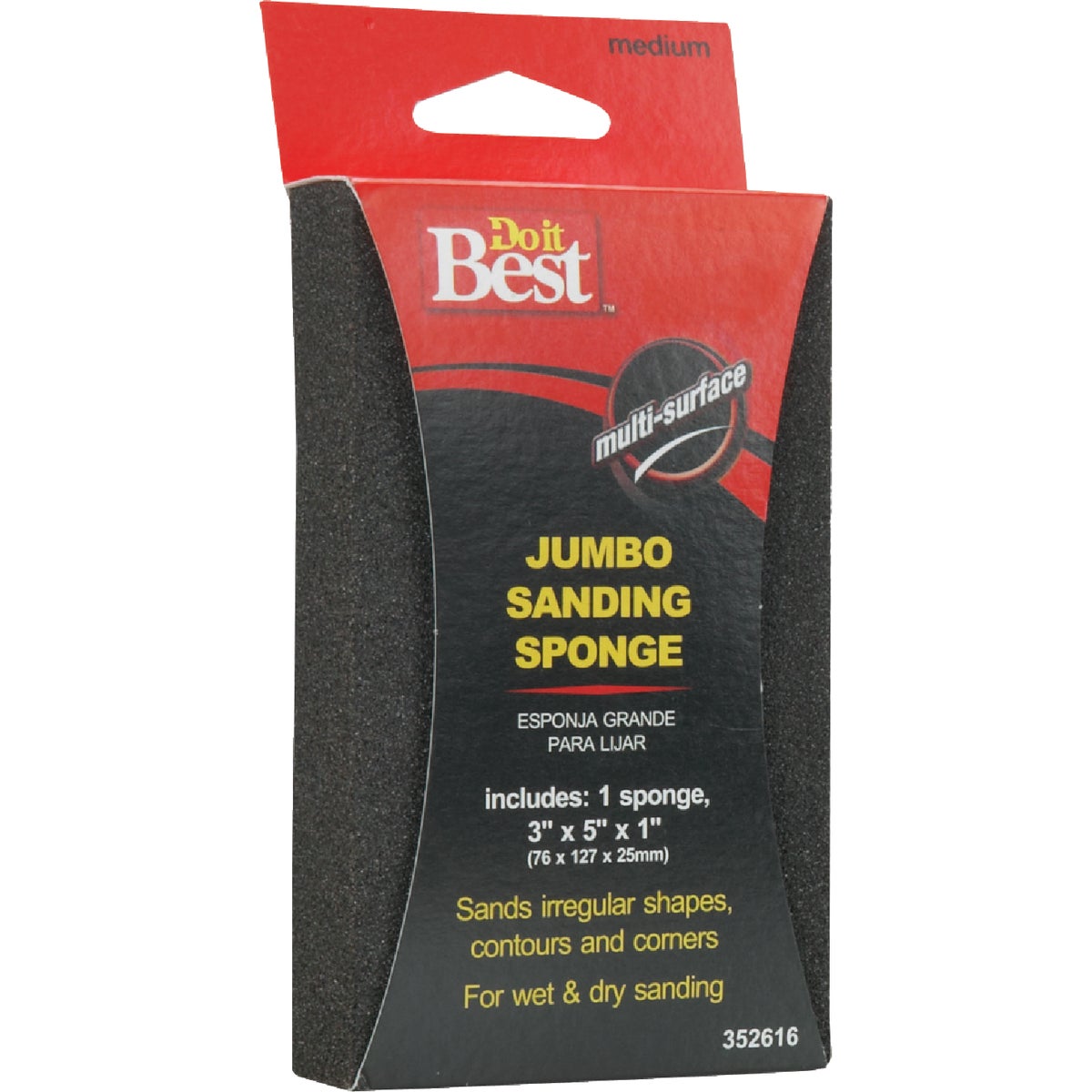 Do it Best Jumbo All-Purpose 3 In. x 5 In. x 1 In. 80 Grit Medium Sanding Sponge Image 3
