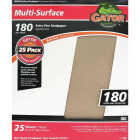 Gator Blade Multi-Surface 9 In. x 11 In. 180 Grit Extra Fine Sandpaper (25-Pack) Image 1