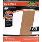 Gator Blade Bare Wood 9 In. x 11 In. 60 Grit Coarse Sandpaper (25-Pack) Image 1