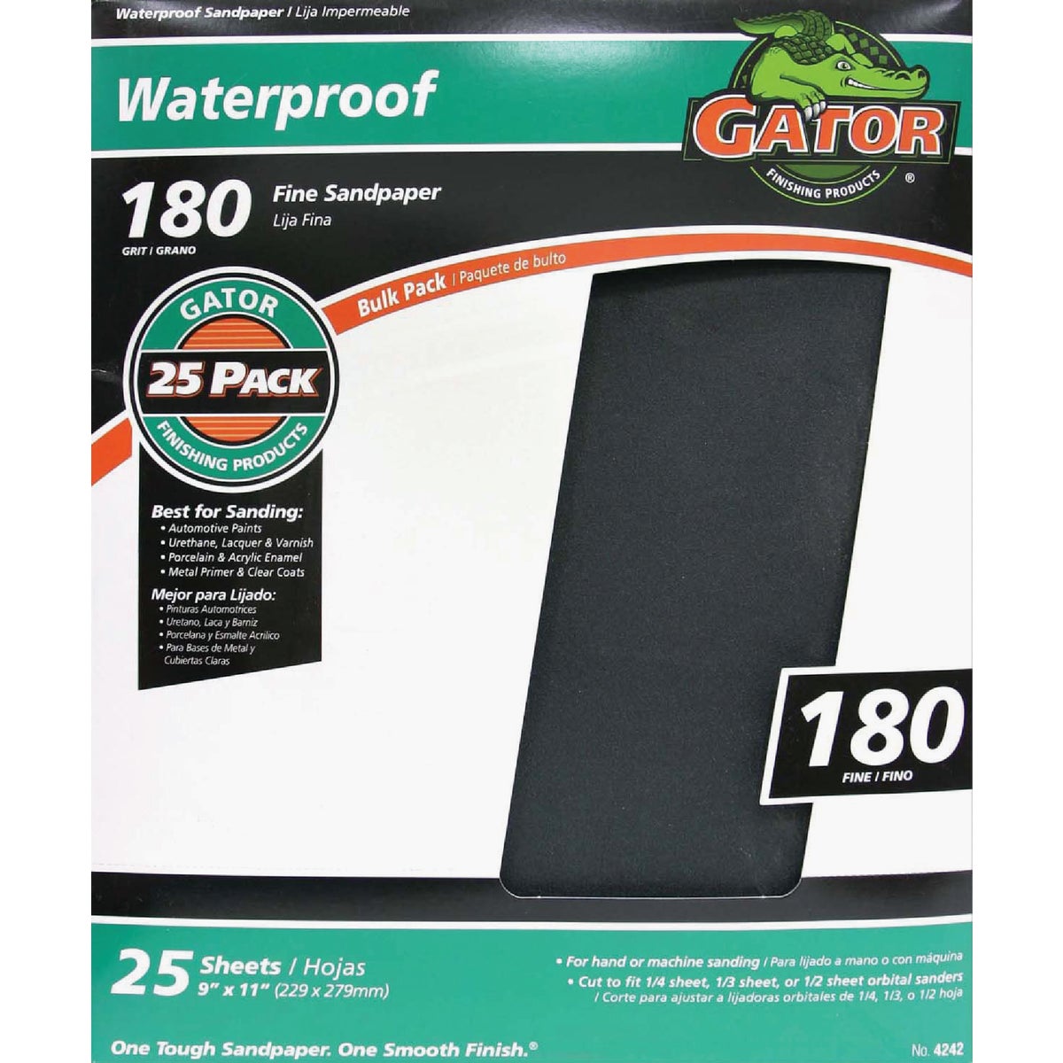 Gator Blade Waterproof 9 In. x 11 In. 180 Grit Fine Sandpaper (25-Pack)