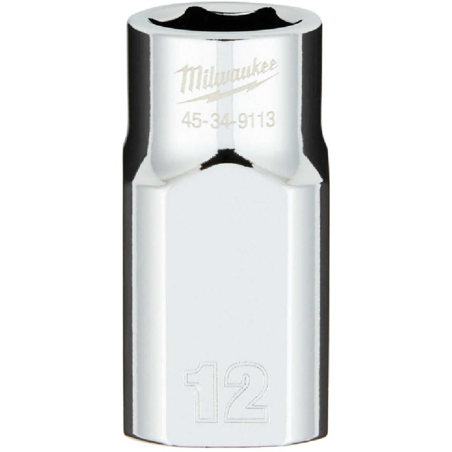 Milwaukee 1/2 In. Drive 12 mm 6-Point Shallow Metric Socket with FOUR FLAT Sides Image 1