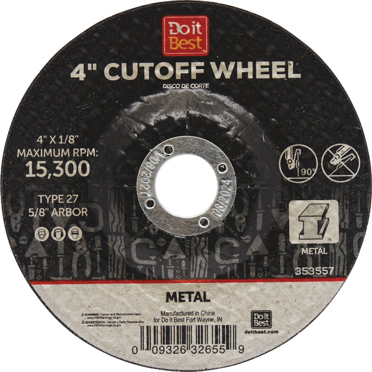 Do it Best Type 27 4 In. x 1/8 In. x 5/8 In. Metal Cut-Off Wheel Image 1