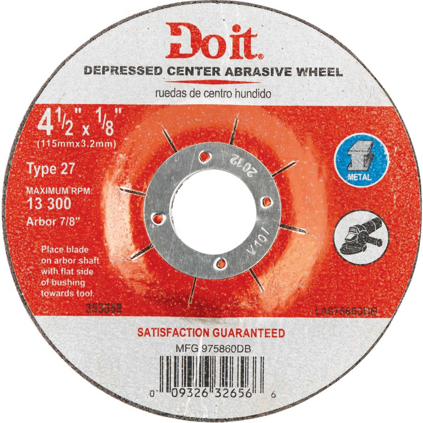 Do it Type 27 4-1/2 In. x 1/8 In. x 7/8 In. Metal Cut-Off Wheel Image 1