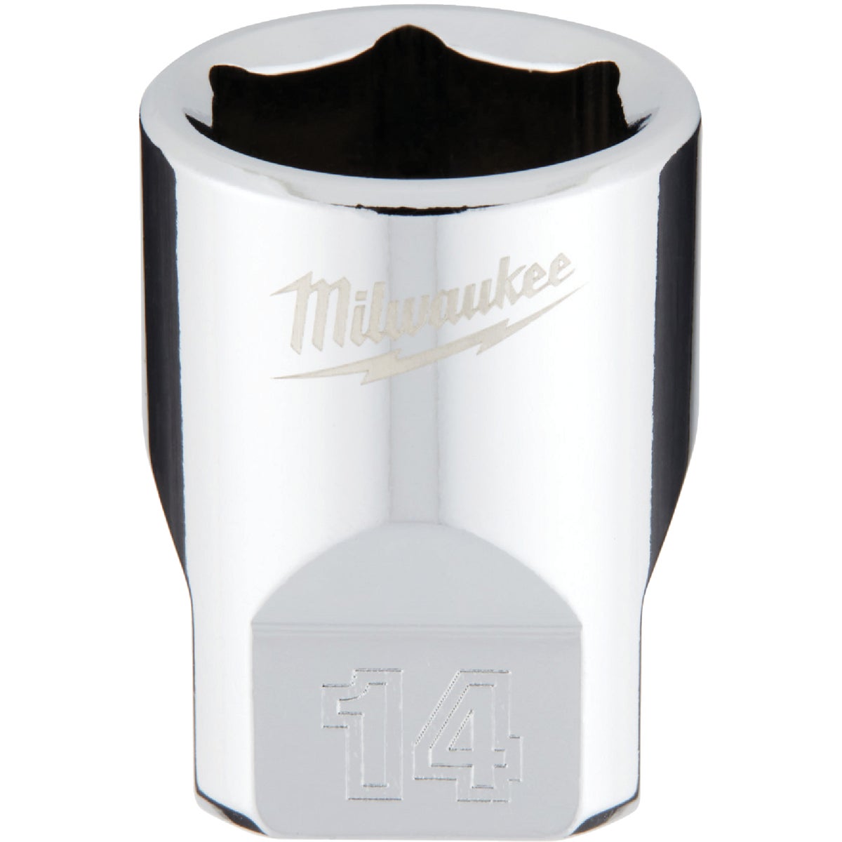 Milwaukee 1/4 In. Drive 14 mm 6-Point Shallow Metric Socket with FOUR FLAT Sides Image 1