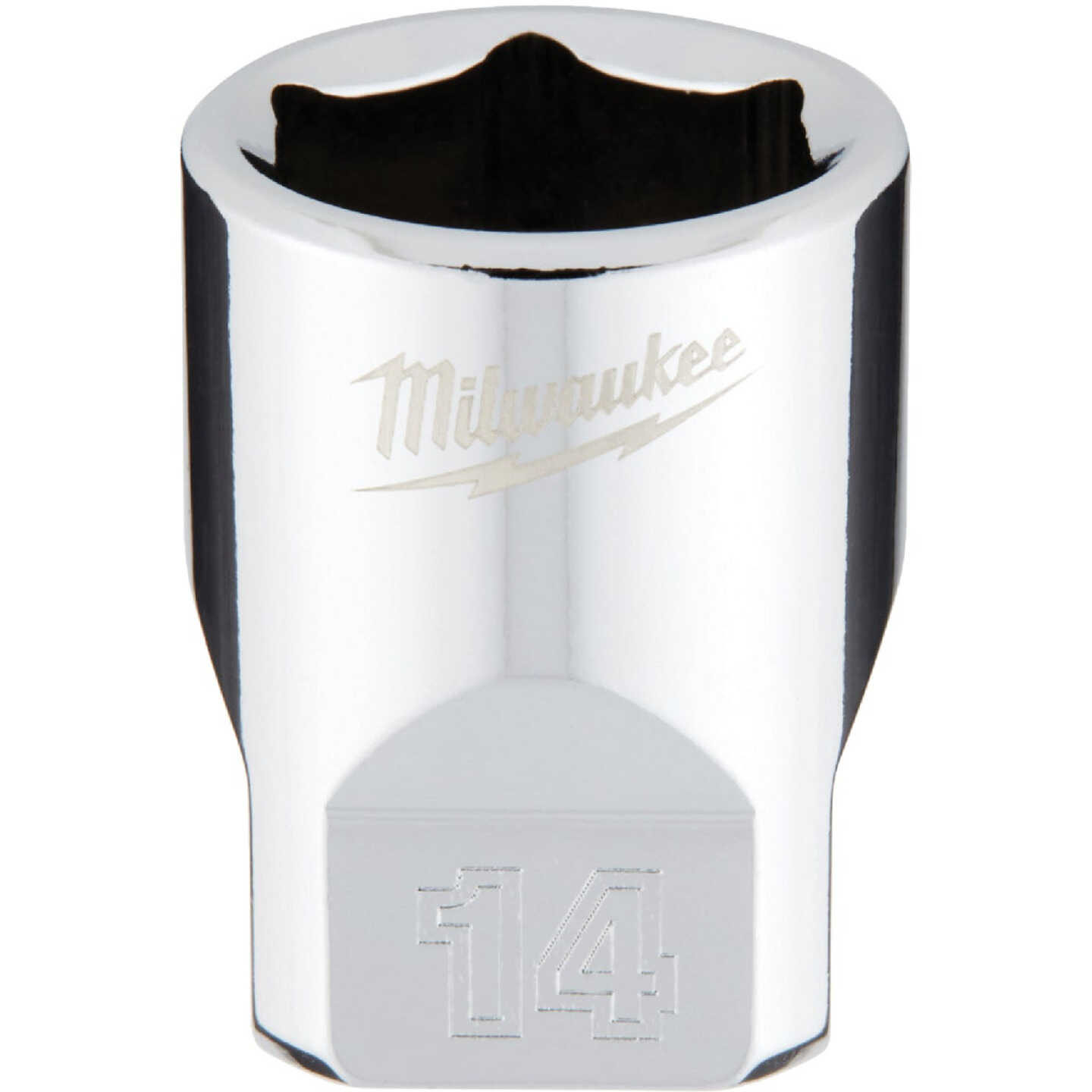 Milwaukee 1/4 In. Drive 14 mm 6-Point Shallow Metric Socket with FOUR FLAT Sides Image 1