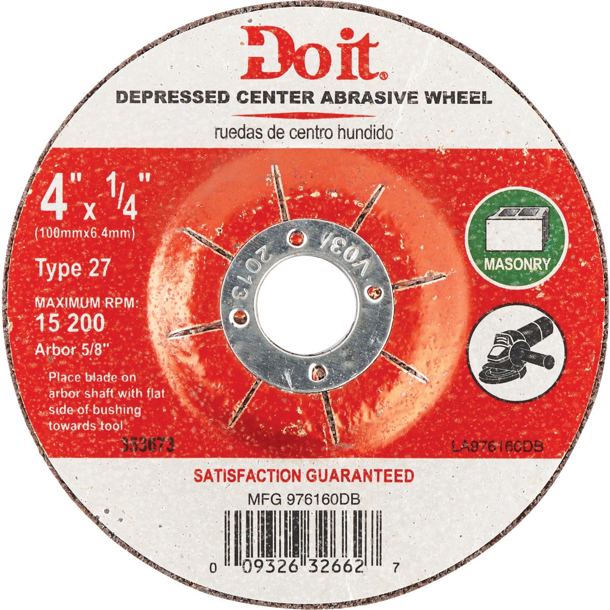Do it Type 27 4 In. x 1/4 In. x 5/8 In. Masonry Cut-Off Wheel Image 1