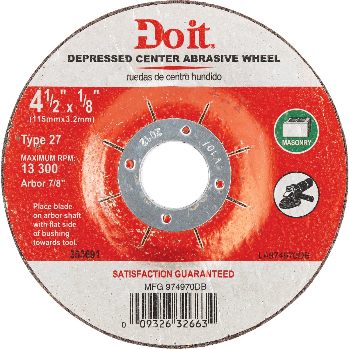 Do it Type 27 4-1/2 In. x 1/8 In. x 7/8 In. Masonry Cut-Off Wheel Image 1