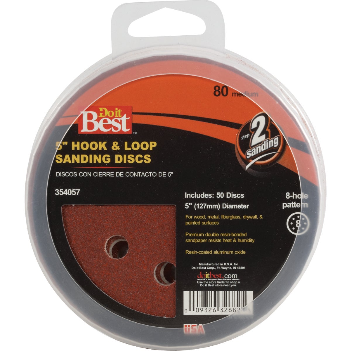 Do it Best 5 In. 80-Grit 8-Hole Pattern Vented Sanding Disc with Hook & Loop Backing (50-Pack) Image 2