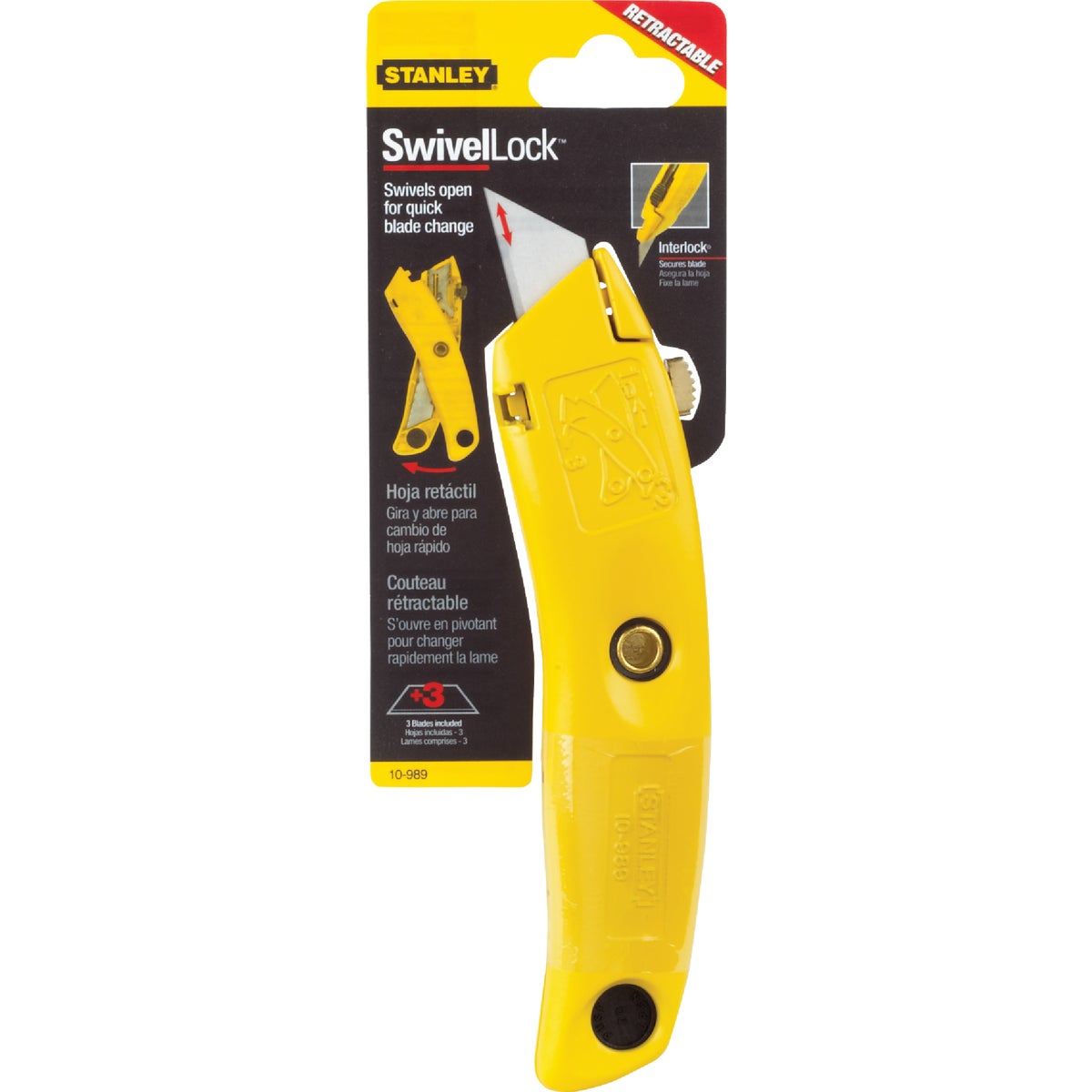 Stanley Swivel-Lock Retractable Straight Utility Knife Image 2