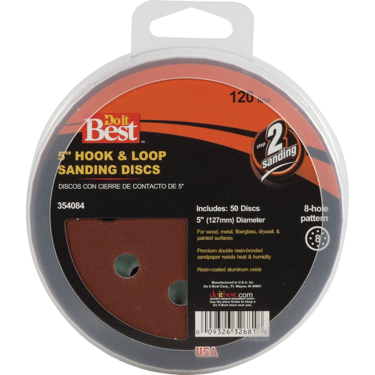 Do it Best 5 In. 120-Grit 8-Hole Pattern Vented Sanding Disc with Hook & Loop Backing (50-Pack) Image 2