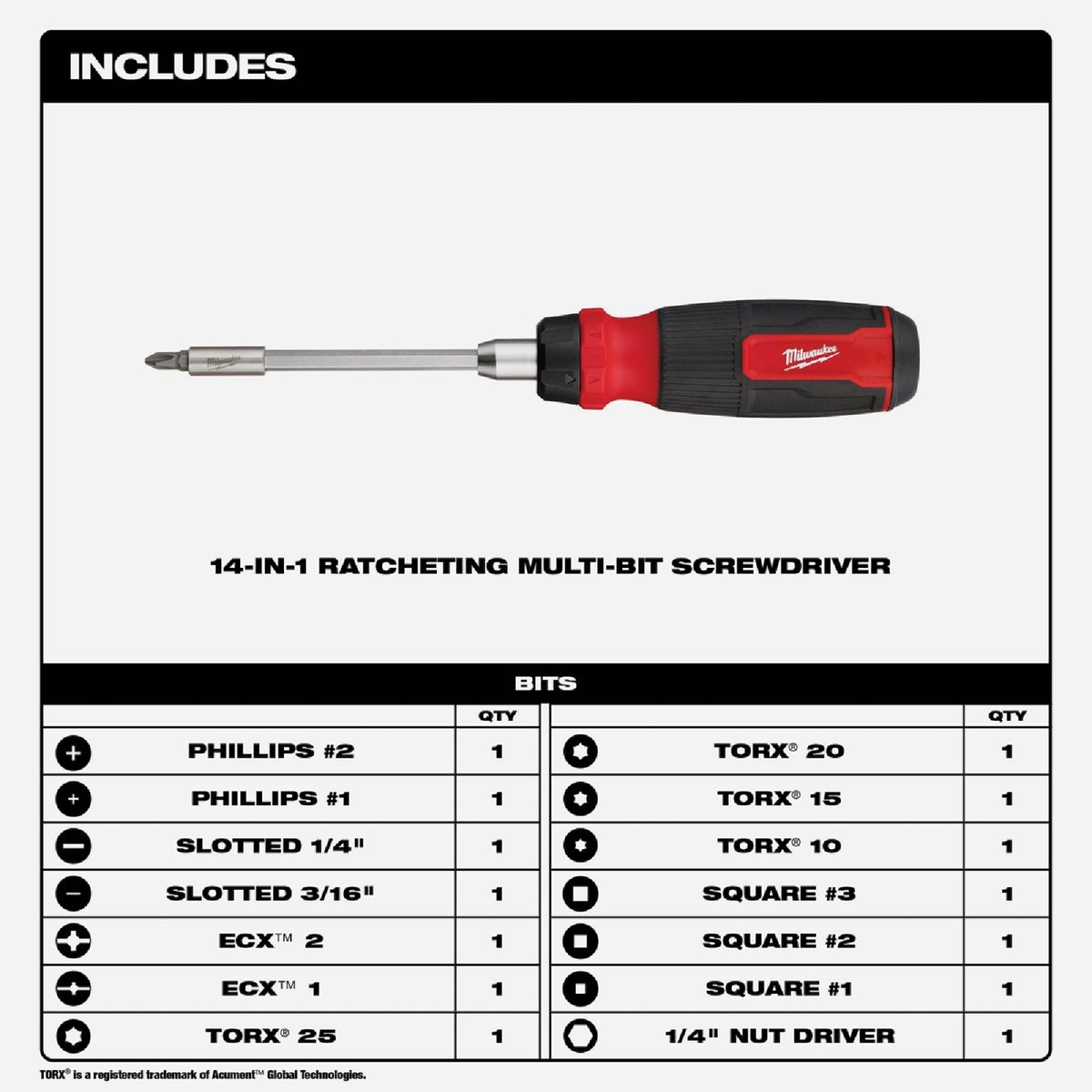 Milwaukee 14-in-1 Ratcheting Multi-Bit Driver Image 2
