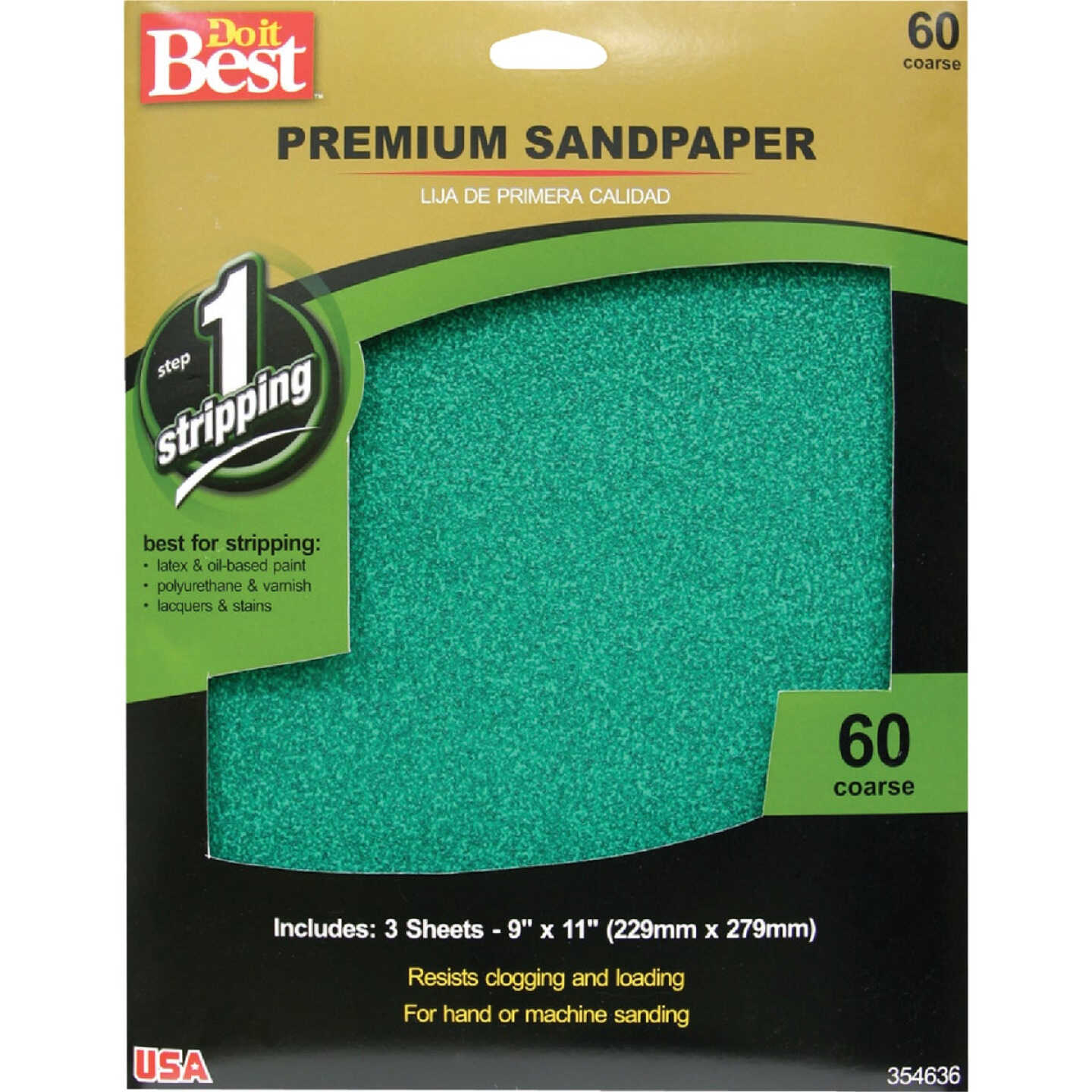 Do it Best Premium Plus 9 In. x 11 In. 60 Grit Coarse Sandpaper (3-Pack) Image 1