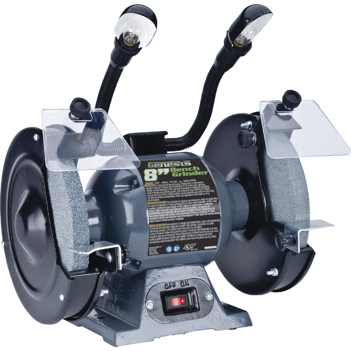 Genesis 8 In. 3/4 HP Bench Grinder with LED Lights