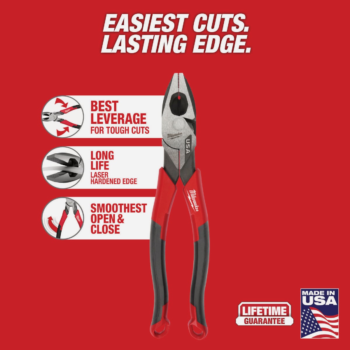 Milwaukee 9 In. Comfort Grip Linesman Pliers Image 2