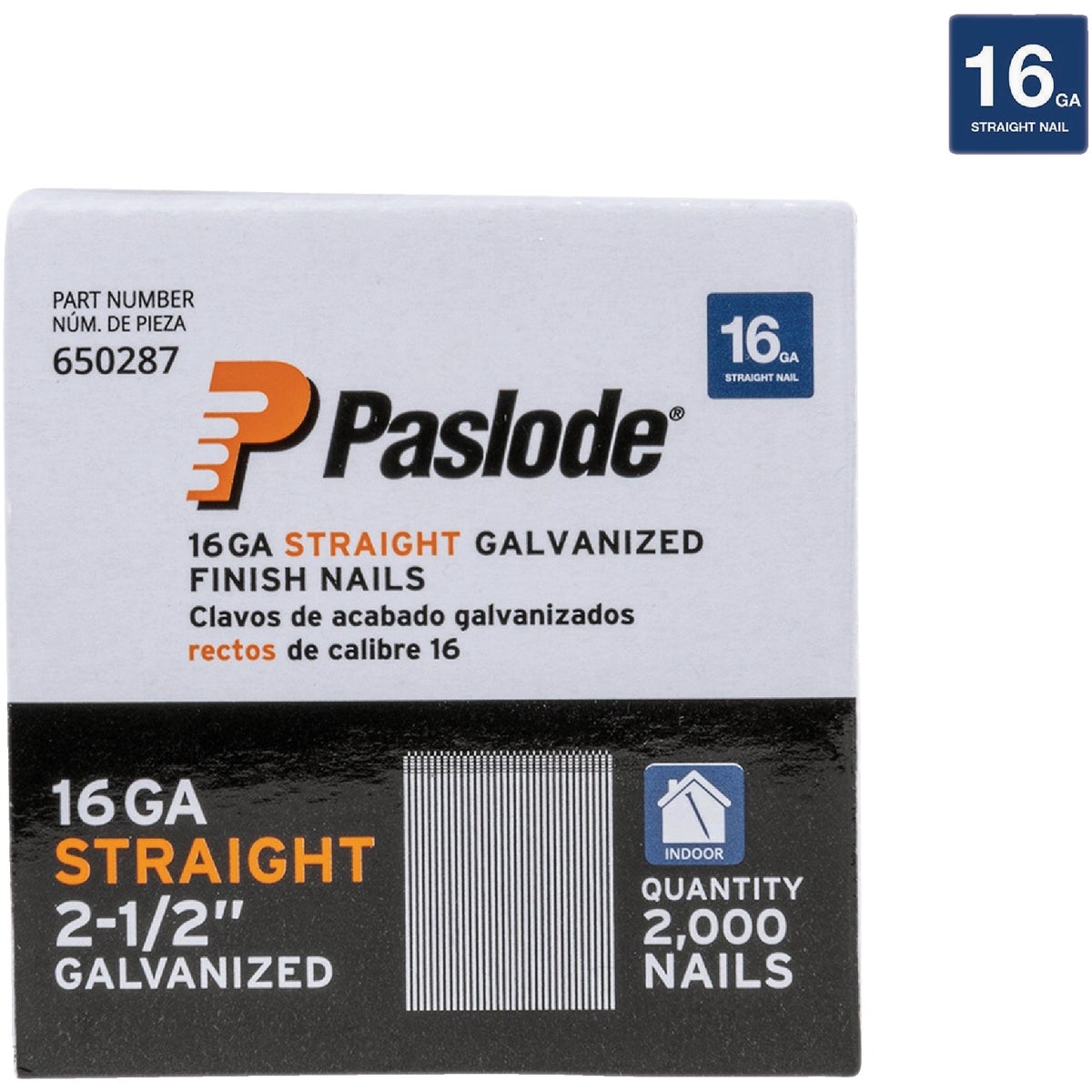 Paslode 2-1/2 In. 16-Gauge Galvanized Straight Finish Nails (2000 Ct.) Image 1