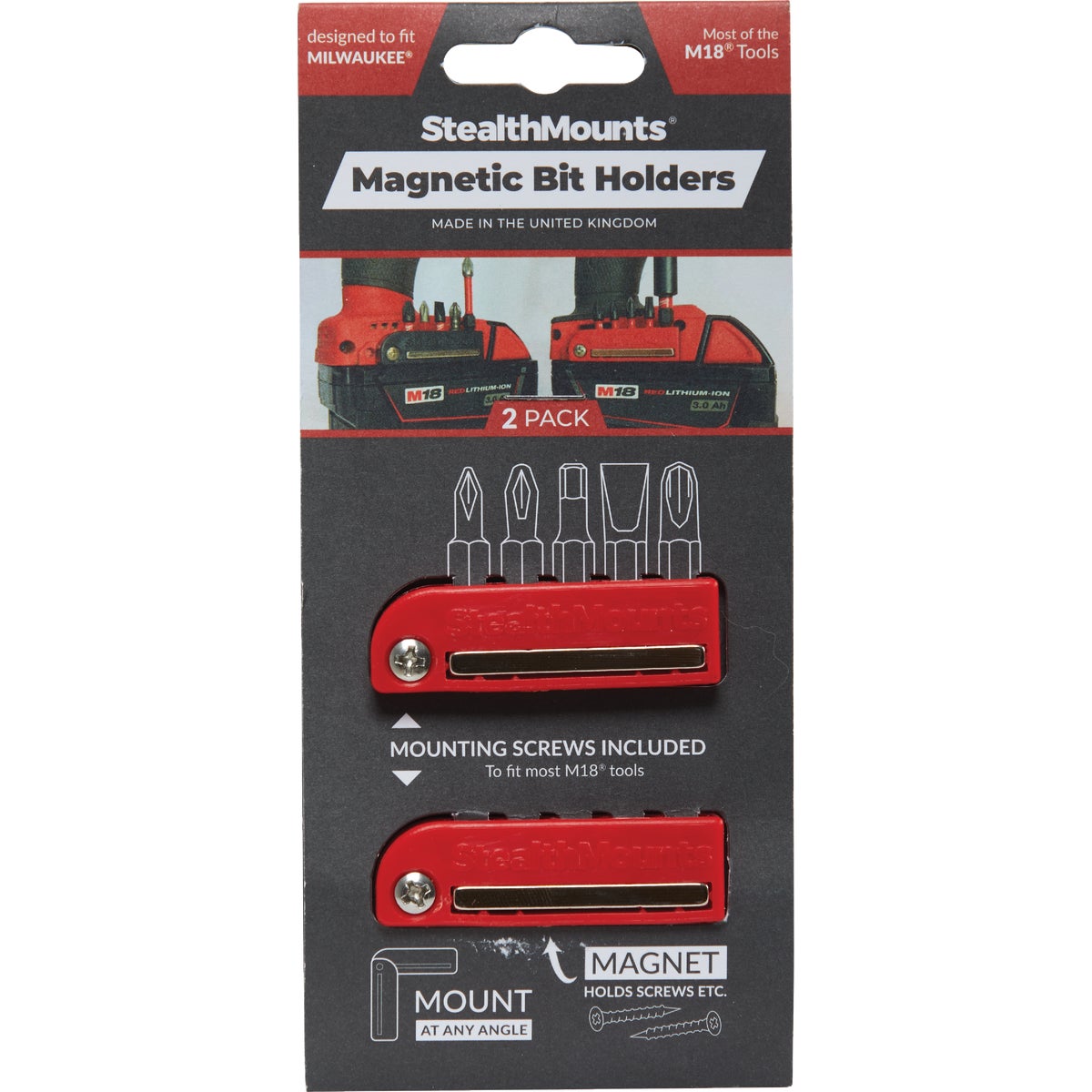 StealthMounts Magnetic Bit Holders for Milwaukee M18 (2-Pack) Image 2