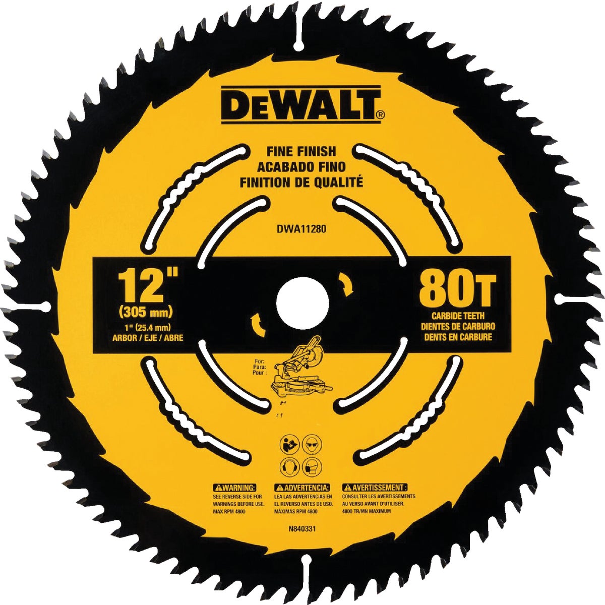 DEWALT 12 In. 80-Tooth Fine Finish Circular Saw Blade Image 1