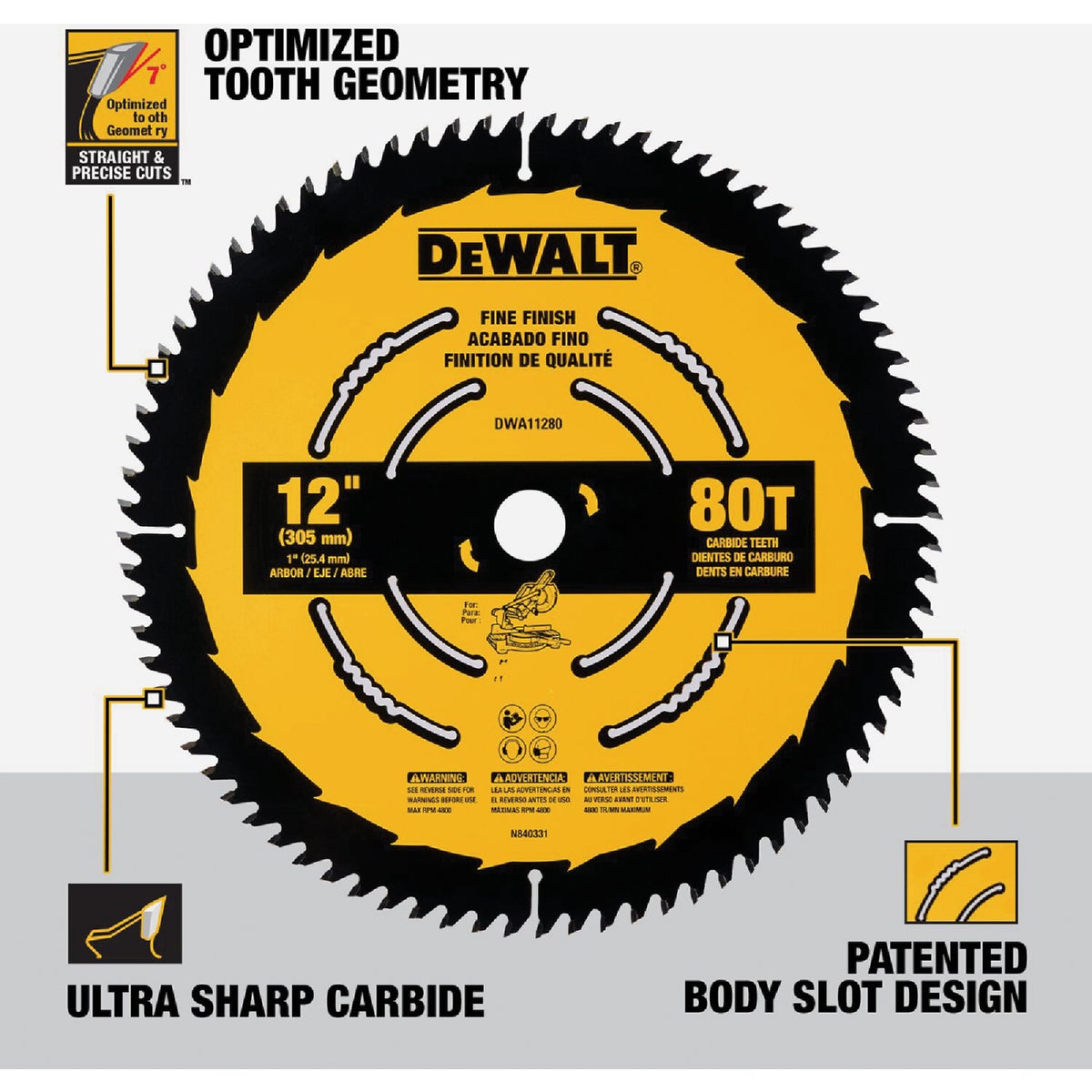 DEWALT 12 In. 80-Tooth Fine Finish Circular Saw Blade Image 3