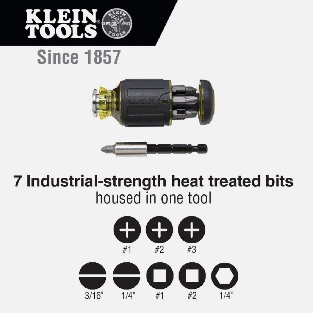 Klein 8-in-1 Stubby Adjustable Length Multi-Bit Screwdriver Image 2