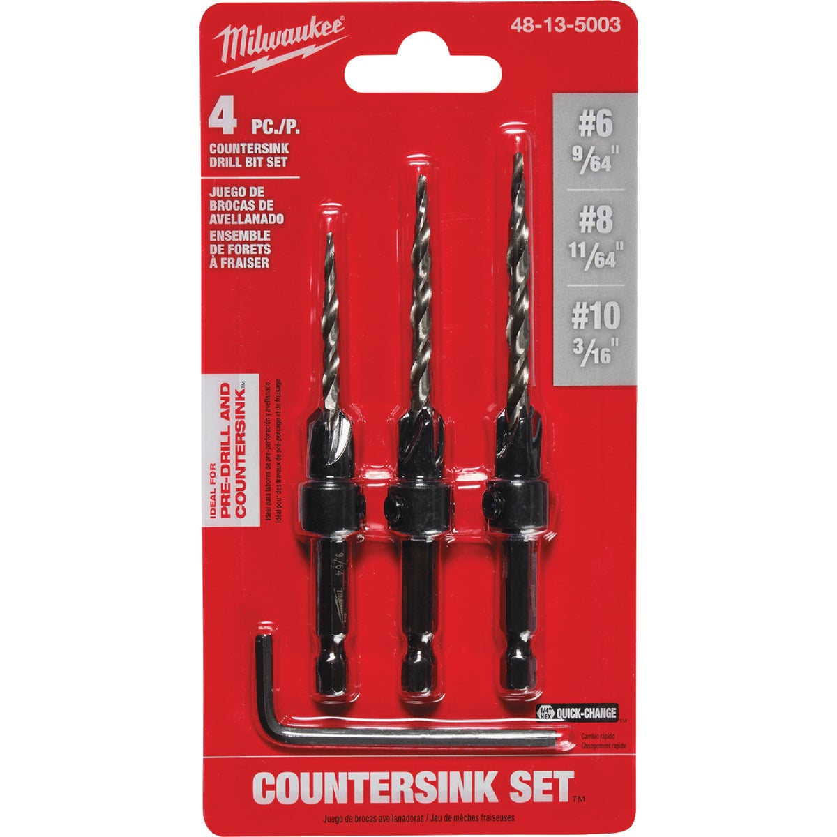 Milwaukee 3-Piece Countersink Bit Set Image 5