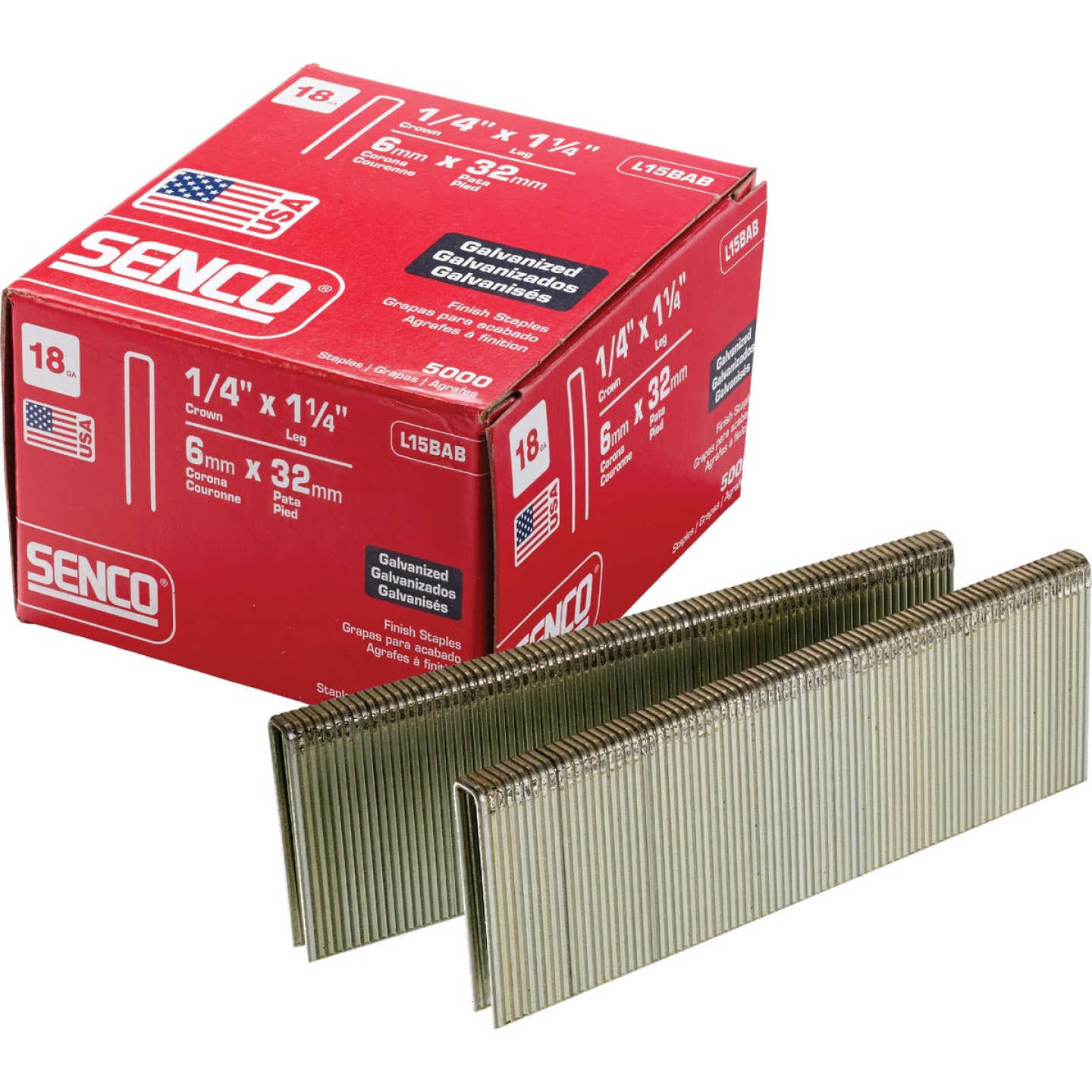 Senco AccuSet 18-Gauge Galvanized Medium Wire Finish Staple, 1/4 In. x 1-1/4 In. (5000 Ct.) Image 1