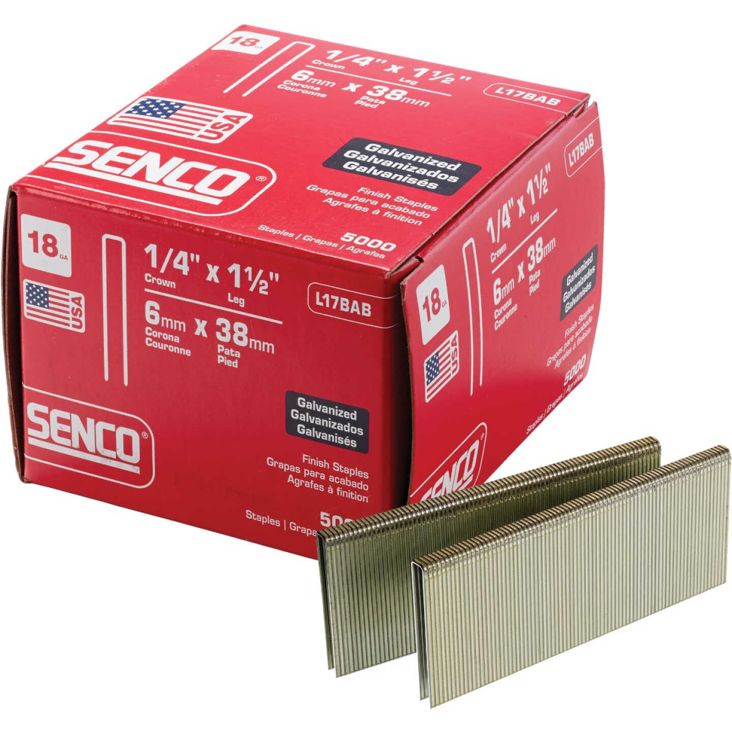 Senco AccuSet 18-Gauge Galvanized Medium Wire Finish Staple, 1/4 In. x 1-1/2 In. (5000 Ct.) Image 1