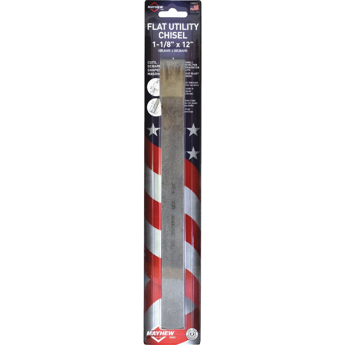 Mayhew Tools 1-1/8 In. x 12 In. Flat Utility Chisel Image 2