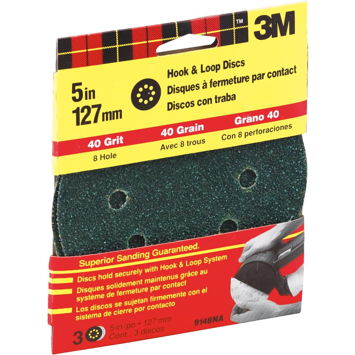 3M 5 In. 40-Grit 8-Hole Pattern Vented Sanding Disc with Hook and Loop Backing (5-Pack) Image 1