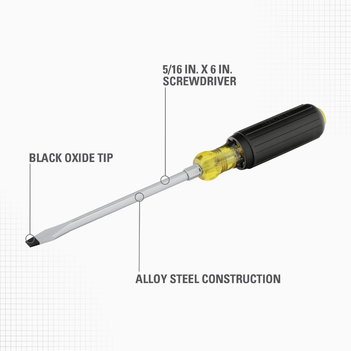 Stanley 5/16 In. x 6 In. Standard Vinyl Grip Slotted Screwdriver Image 2
